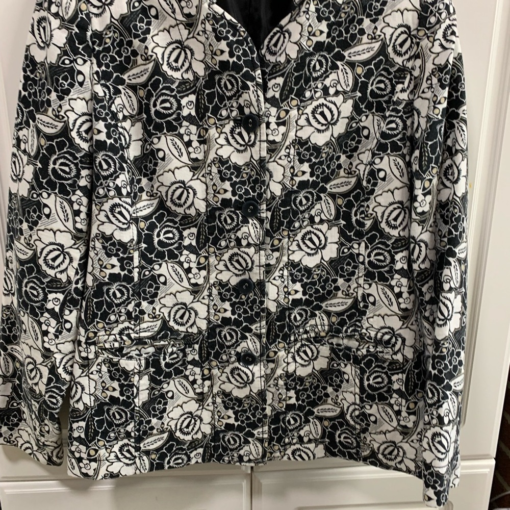 Floral Black and White Women's Jacket